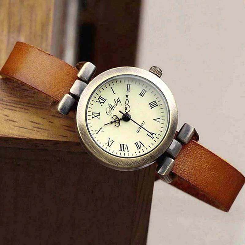 Vintage Glam Roman Numerals Dial with Vegan Leather Strap Quartz Watches