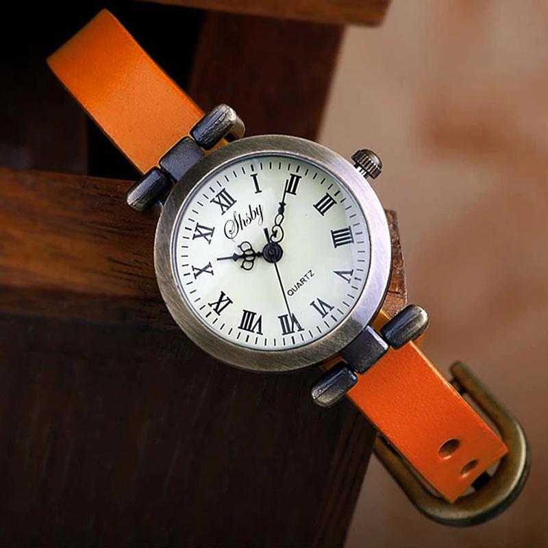 Vintage Glam Roman Numerals Dial with Vegan Leather Strap Quartz Watches