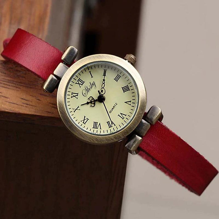 Vintage Glam Roman Numerals Dial with Vegan Leather Strap Quartz Watches