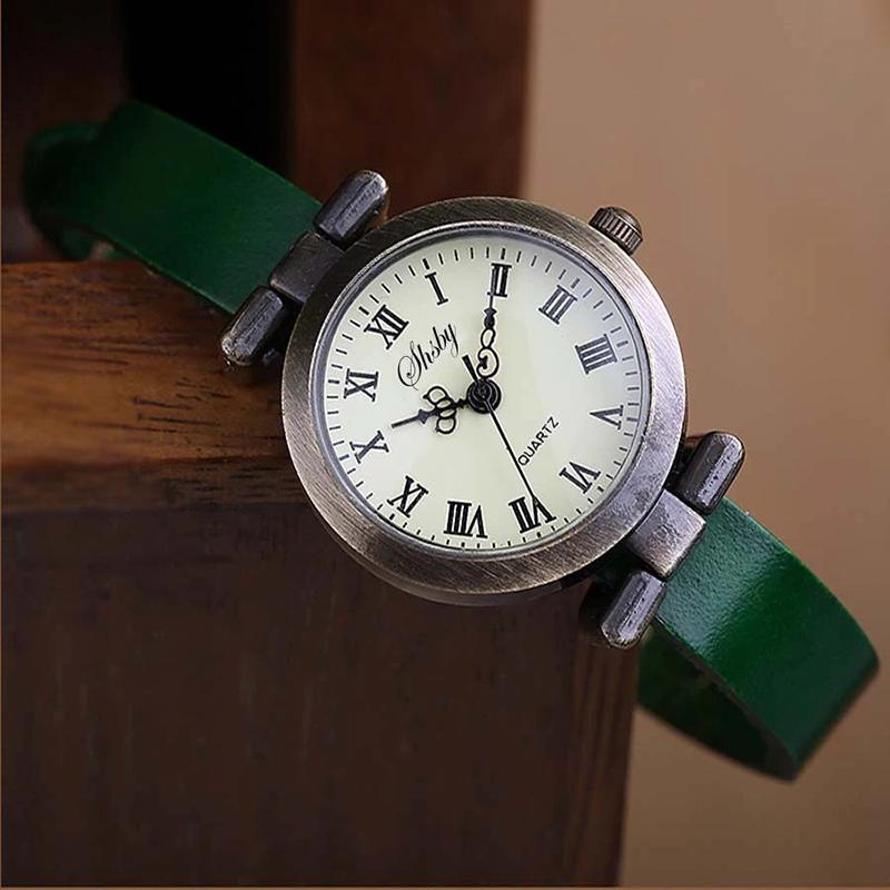 Vintage Glam Roman Numerals Dial with Vegan Leather Strap Quartz Watches