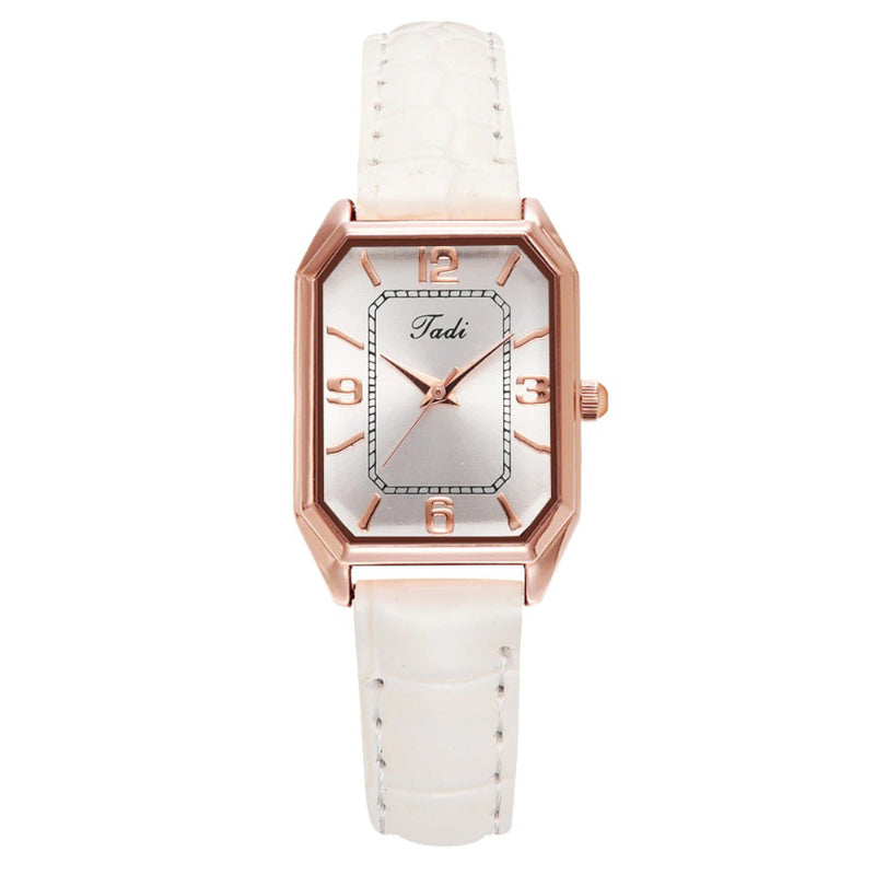 Minimalist Classic Rectangle Case with Vegan Leather Strap Quartz Watches