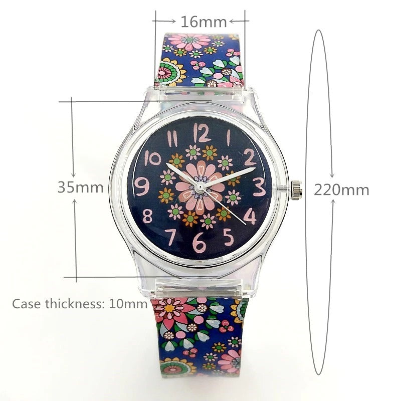 Retro Flower Fashion Style with Silicone Strap Quartz Watches