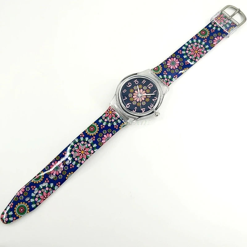 Retro Flower Fashion Style with Silicone Strap Quartz Watches