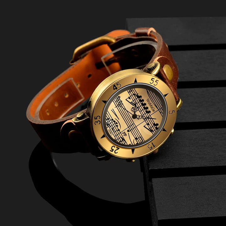 Classic Musical Note Dial with Unique Vegan Leather Strap Quartz Watches